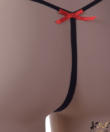 Spagetti pántos alul nyitott fekete szexi bugyi Flower