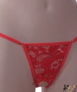 Kép 2/2 - Spagetti pántos alul nyitott bugyi piros