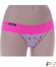 Barones szürke-pink flamingó mintás női tanga derekán csipkével Barones szürke-pink flamingó mintás női tanga derekán csipkével