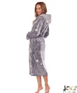 Kép 3/3 - Exkluzív pihe puha női wellsoft hosszú női köntös szürke csillagos