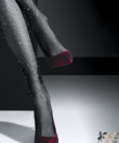 Kép 2/2 - Knittex fekete strasszokkal díszített necc női harisnya nadrág Myriad