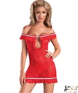Kép 1/3 - LivCo csipke babydoll bugyival tűzpiros Mija Red