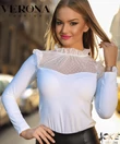 Kép 1/2 - Verona Fashion tüll pöttyös felső fehér