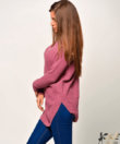 Kép 2/3 - Victoria Moda pulóver kötött garbó nyakú mályva
