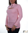 Kép 1/2 - Rózsaszín bordás sztreccs női felső 
