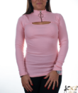 Kép 2/2 - Rózsaszín bordás sztreccs női felső 
