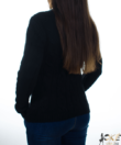 Kép 2/3 - Fekete zsenilia hatású fonott mintás női pulcsi