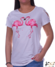 Kép 1/3 - Fehér strasszos flamingós női felső
