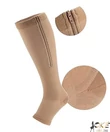 Kép 1/2 - Erős kompressziós térdharisnya cipzárral 34-46 mmHg bézs