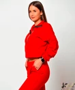 Kép 2/3 - Victoria moda cippes melegítő szett piros