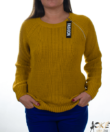 Kép 1/2 - Mustár nyaknál cipzáras női kötött pulóver