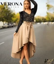 Kép 1/2 - Verona Fashion bézs elől rövid hátul hosszú szoknya