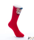Kép 2/2 - Piros macikás női pamut zokni 
