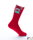 Kép 1/2 - Piros rénszarvasos női pamut zokni 