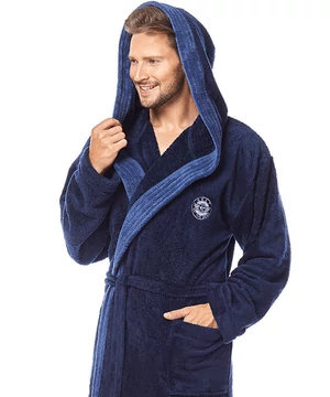 Pihe puha kapucnis férfi wellsoft köntös óceánkék