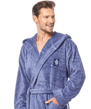 Pihe puha férfi vastag wellsoft köntös kék cirkás