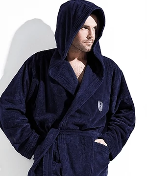 Pihe puha kapucnis férfi wellsoft köntös mélykék