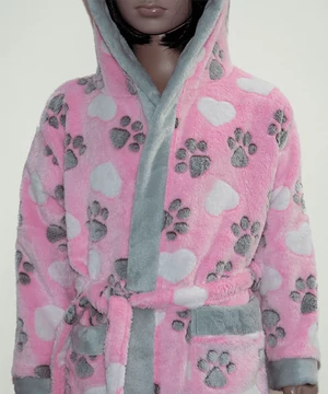 Kutyusos tappancsos pihe puha wellsoft gyerek köntös rózsaszínű