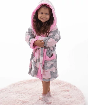 Szürke szivecskés pihe puha wellsoft gyerek köntös