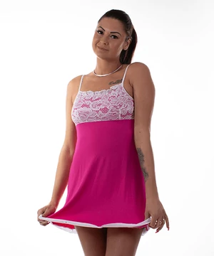 Női csipkés hálóing pink pamut