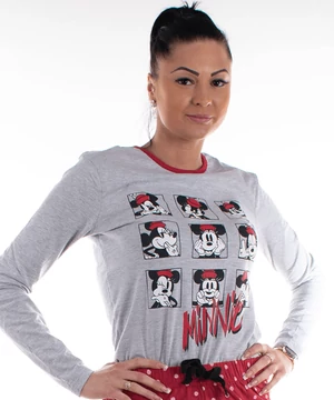 Minnie női pizsama pamut szürke pöttyös