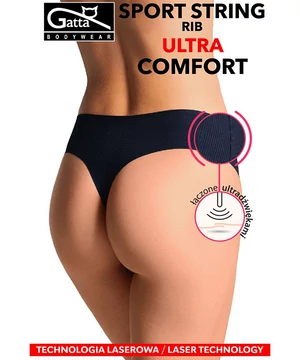 Gatta lézervágott fekete női brazil tanga Ultra Comfort Rib