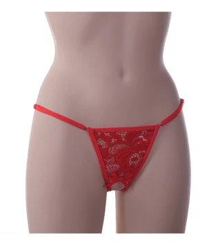 Spagetti pántos alul nyitott bugyi piros