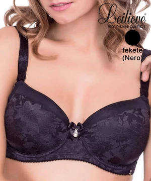 Nagyméretű Leilieve szivacsos melltartó fekete D kosár 7743