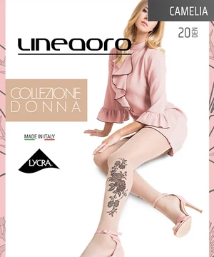 Lineaoro mintás harisnya test színű Camelia