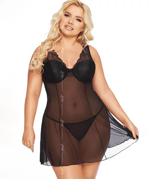 Nagyméretű szexi hálóing szett fekete Berta