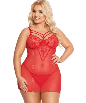 Nagyméretű szexi hálóing szett piros Aldona