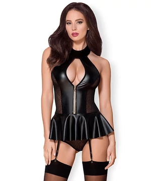 Obsessive latex fűző és tanga 2 részes szett 