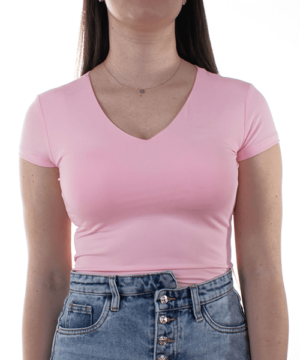 Kikiriki rózsaszín v-nyakú basic női felső