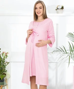 Szoptatós hálóing és köntös 2 részes szett rózsaszínű 