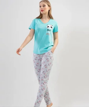 Panda macis pamut női pizsama
