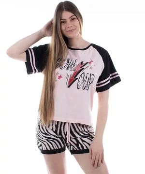 Rövidnadrágos női pizsama zebra mintás