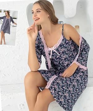 Nagyméretű 2 részes hálóing és köntös szett