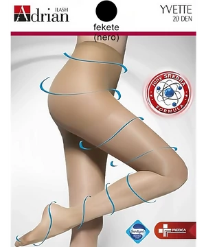 Nagyméretű Adrian gyógyharisnya ezüst szálakkal fekete Yvette 20den