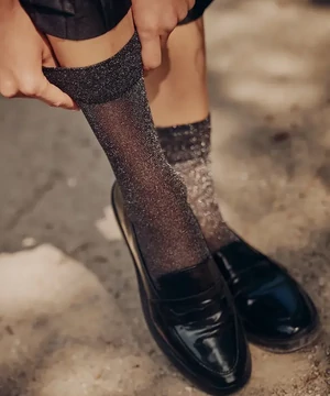 Gabriella ezüst lurexes fekete bokafix Tova