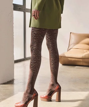 Gabriella mintás harisnyanadrág Cameo kévébarna 60 den