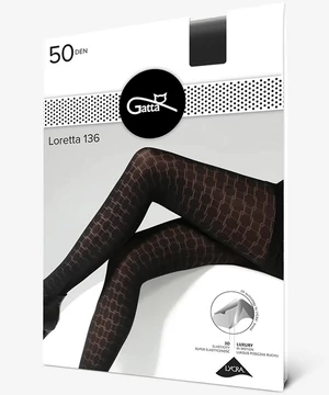 Gatta mintás fekete harisnya 50den Loretta 136