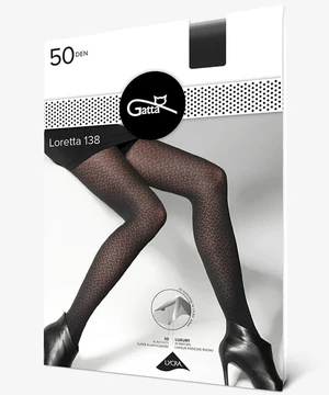 Gatta mintás fekete harisnya 50den Loretta 138