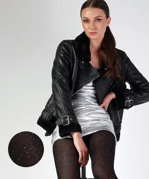 Knittex fekete csillogós vastag harisnya 