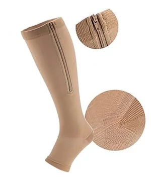 Erős kompressziós térdharisnya cipzárral 34-46 mmHg bézs
