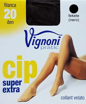 Super extra nagyméretű egyszínű fekete krepp harisnya Vignoni 