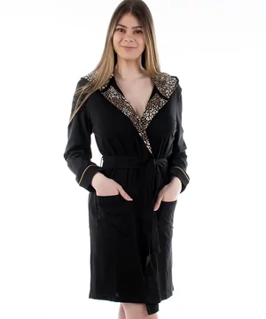 Vékony pamut női köntös párduc mintás