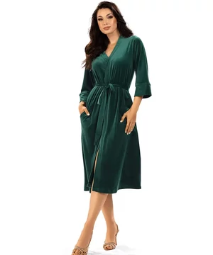 Női bársony hosszú köntös zöld