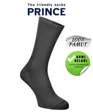 Gumi nélküli zokni 100% pamut szürke Prince