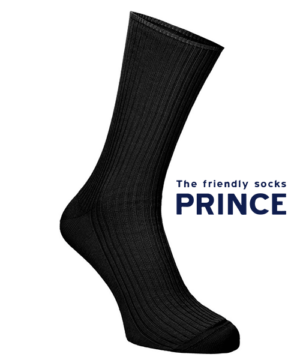 Gumirozás nélküli pamut zokni fekete Prince