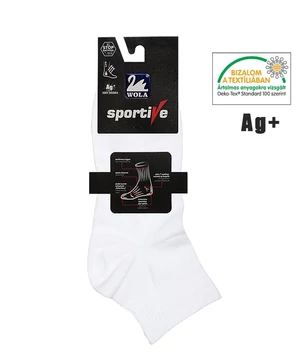 Ezüstszálas fehér sportzokni Wola